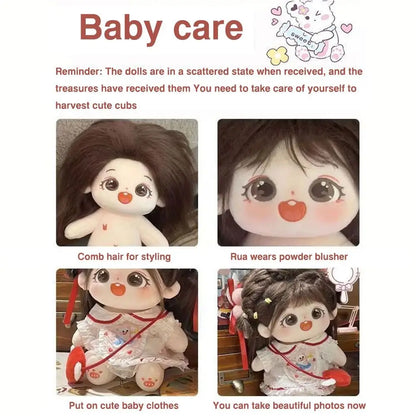 20cm Kawaii Big Eyes No Attribute Plush Cotton Doll Idol Stuffed Super Star Figure Dolls Can Change Clothes Gift for Girls Kids