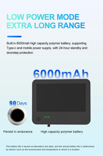 4.3inch Smart Life Door Peephole Camera WiFi Tuya Human Detection 120° 2KHD 3MP IPS Screen Remote Danmini Digital Door Video Eye