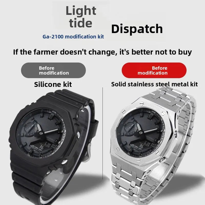 Mod Kit GA-2100 GM2100 Stainless Steel Case&Watch Strap For G-SHOCK Casioak GA2100 GMA-S2100 Replacement Metal Frosted Case Band