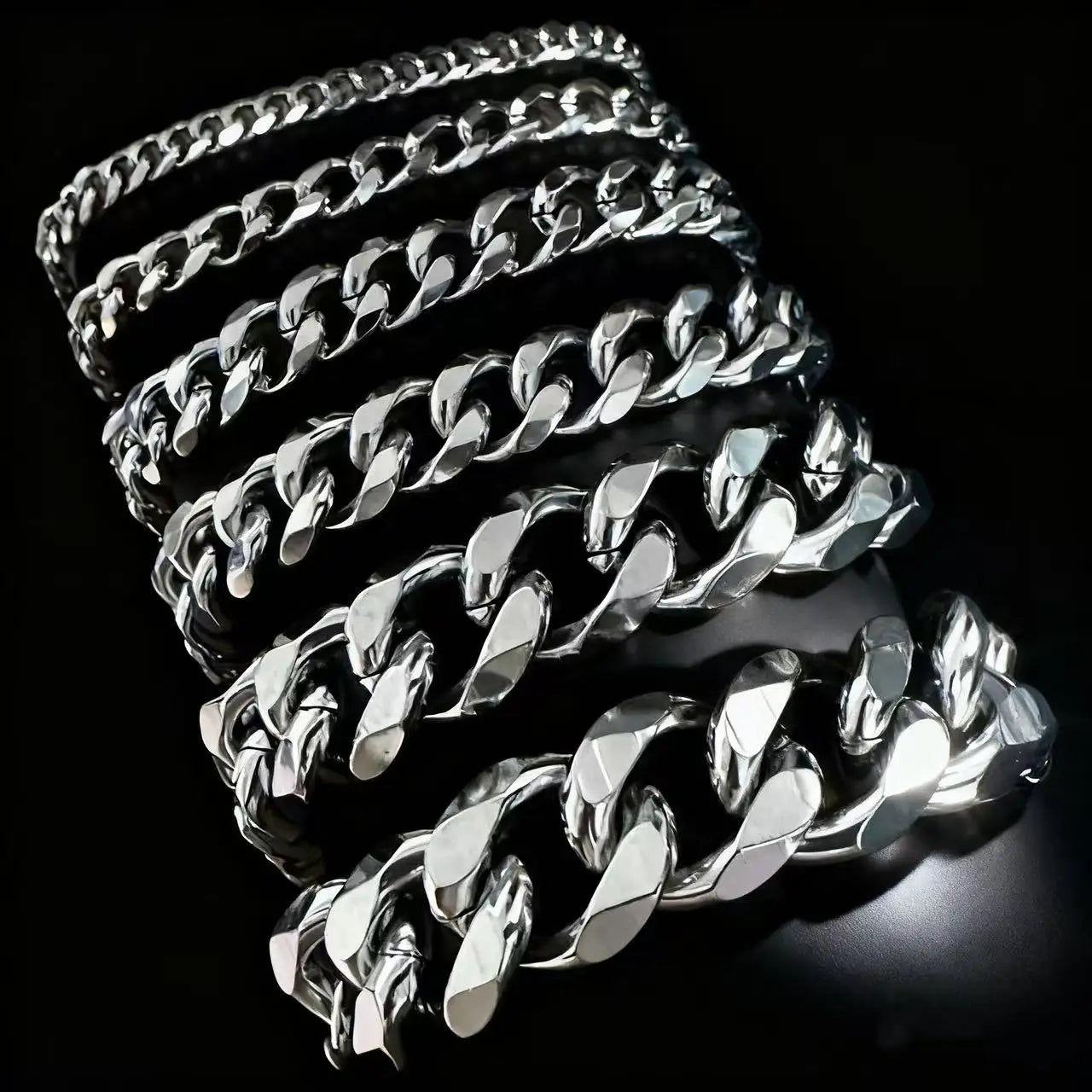 HNSP 3MM-15MM Thick Stainless Steel Cuban Chain Bracelet For Men Hand Jewelry Punk Street Style Accessory