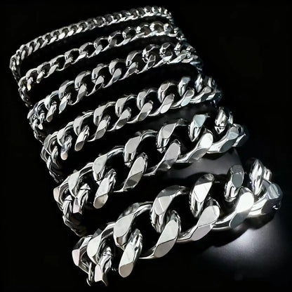 HNSP 3MM-15MM Thick Stainless Steel Cuban Chain Bracelet For Men Hand Jewelry Punk Street Style Accessory