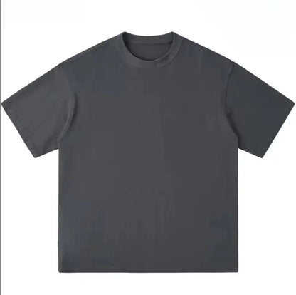 300g Thick Combed Cotton Round Neck T-shirt, Solid Color Loose Fit Simple and Casual Basic Style Suitable for Both Men and Women