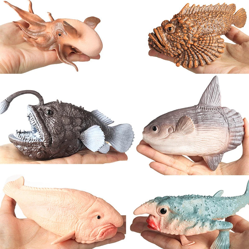 Realistic Marine Animal Figurine Deep Sea Creature Model Ocean Fish Figures Blobfish Collection Kids Toy Boy Girl Gift Ornament