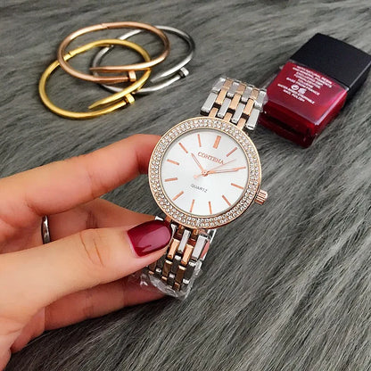 New Women's Watches Luxury Brand Contena Ladies Quartz Watch Full Stainless Steel Female Clock Wristwatches Gift Reloj Mujer