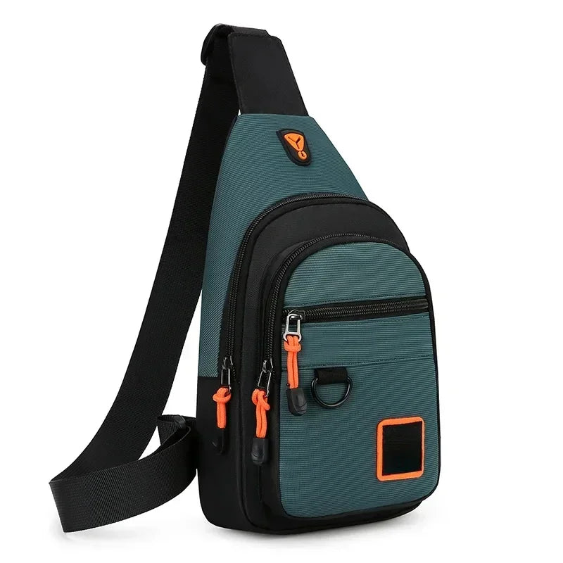 Portable Waterproof Men’s Chest Bag, Lightweight Crossbody Backpack, Black Army Green Lake Green Optional for Outdoor Daily Use
