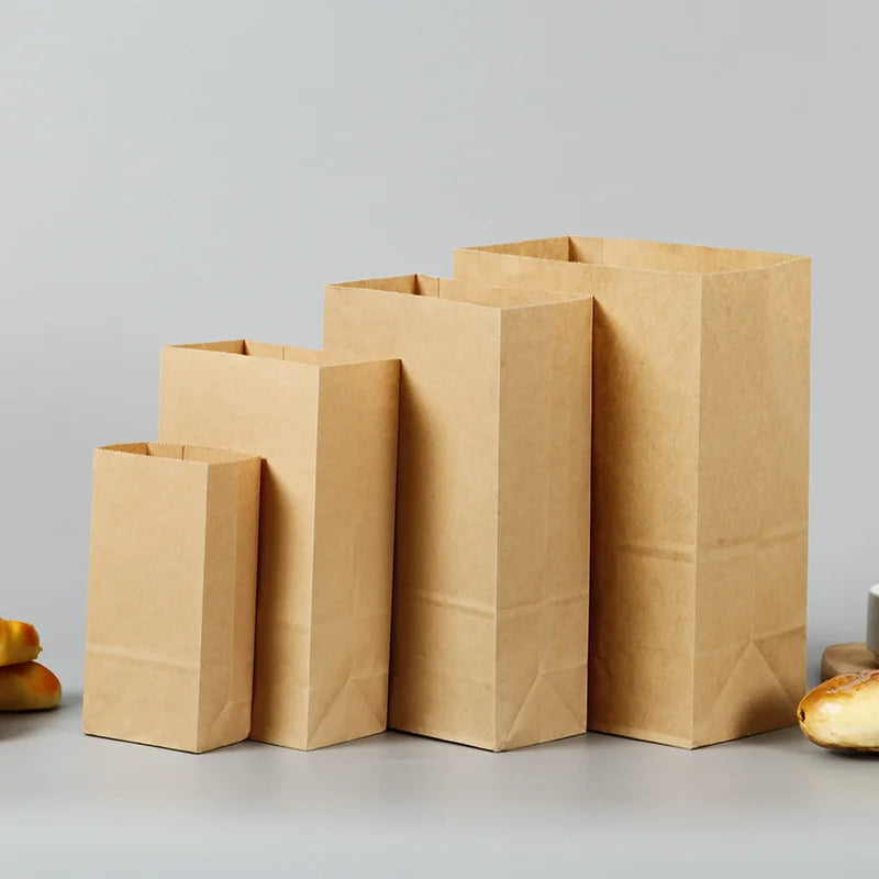 Wholesale Kraft Paper Bags Food Small Gift Sandwich Bread bag Hamburger Baking Takeaway Pouches Lunch Grocery Packaging Bag