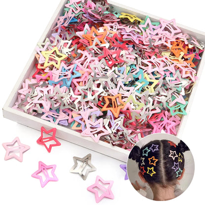 50pcs Colorful Star BB Hair Clips Girls Y2K Cute Star Barrettes Women Simple Metal Snap Clip Headdress Hair Jewelry Accessories
