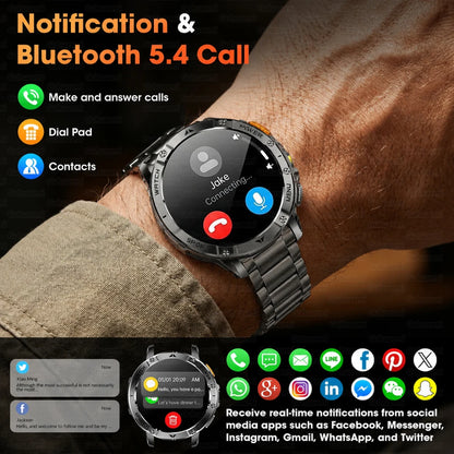 1400mAh Large Battery Military Smart Watch Men 1.7"HD Bluetooth Call 10ATM Waterproof LED Flash SOS Health Monitor Sport Watches