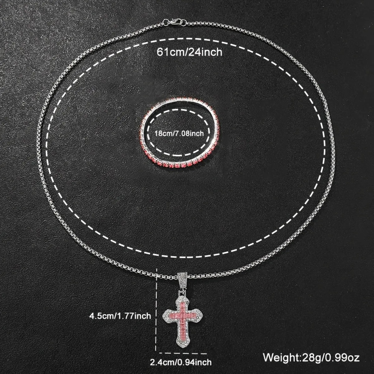 2026 2026 Spring Fashion Quartz Watch Accessories Set for Men and Women, Simple and Trendy Double Row Bracelet Cross Set