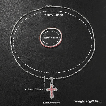 2026 2026 Spring Fashion Quartz Watch Accessories Set for Men and Women, Simple and Trendy Double Row Bracelet Cross Set
