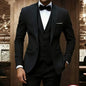 New Men's 3 Piece Suit Business Formal Set, Groom & Groomsman Wedding Suit, Elegant Prom & Party Outfit