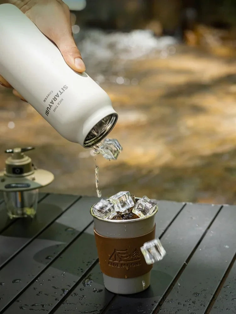 JUSTINLAU 600ML Insulated Bottle with Pop-up Lid Stainless Steel Keep Hot＆Cold Thermal Mug Outdoor Sports/Travel Water Cups