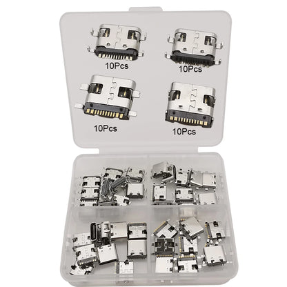 40/80/100Pcs Mix 2Pin 6Pin 16Pin Type C USB Charging Dock Connectors Type-C PCB DIY Repair Kits USB-C Digital Product For Phone