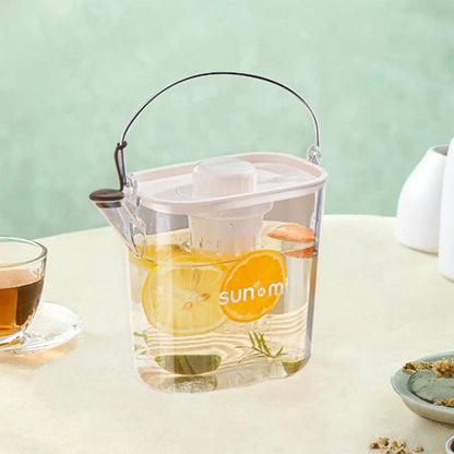 Beverage Dispenser 1200ml Teapot with Spigot Juice Water Pitcher Manual Cold Kettle for Lemonade Fridge Camping Garden Kitchen