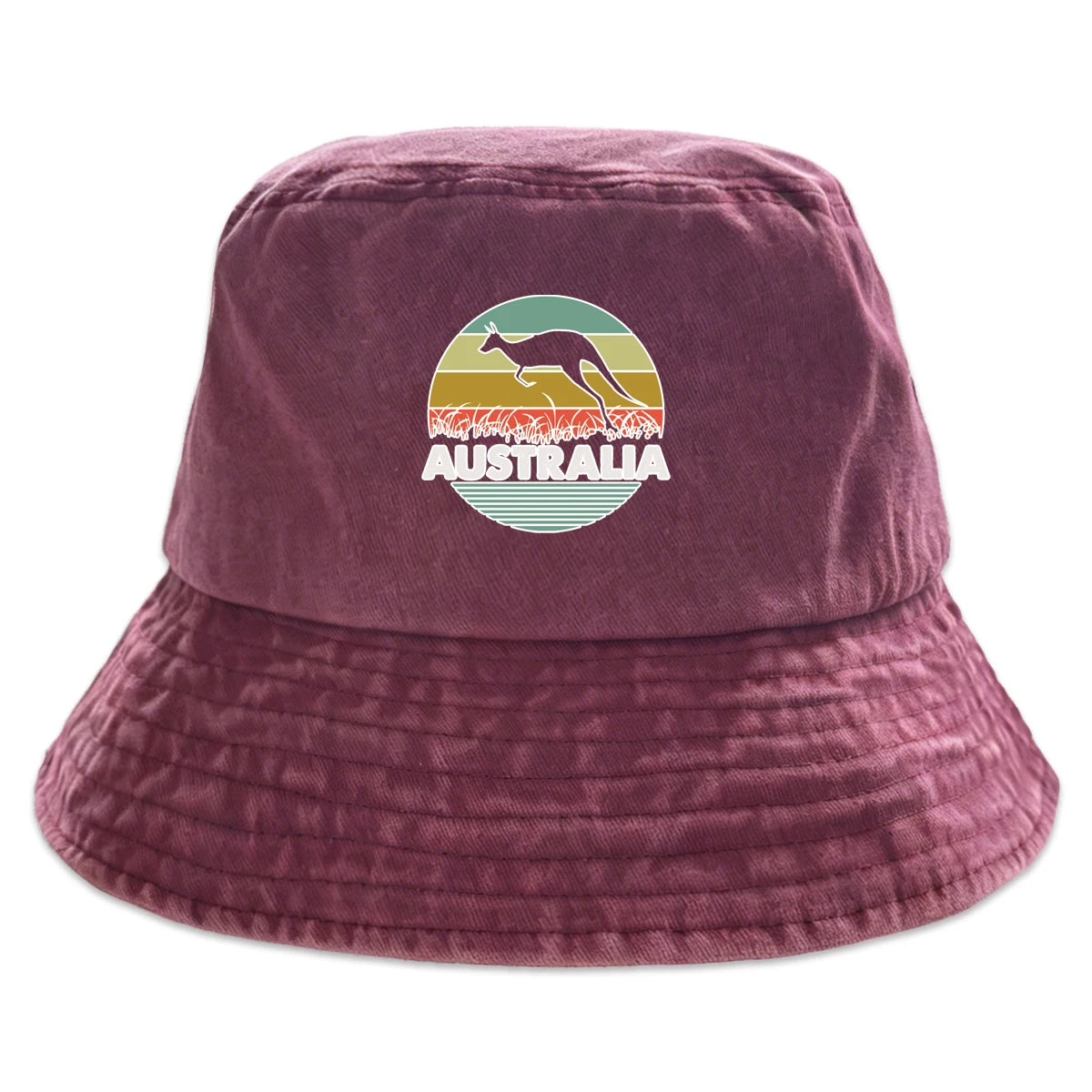 "AUSTRALIA" Kangaroo Printed Bucket Hat Trendy Simple Summer Hip Hop Fishing Hat For Gifts Unisex Outdoor Accessory Travel Hat