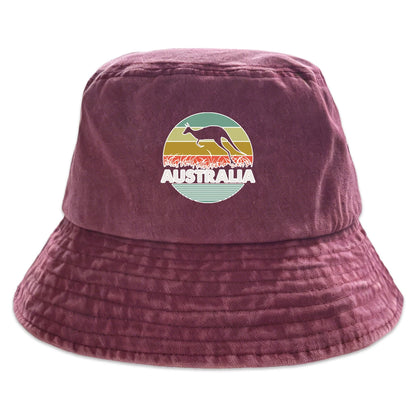 "AUSTRALIA" Kangaroo Printed Bucket Hat Trendy Simple Summer Hip Hop Fishing Hat For Gifts Unisex Outdoor Accessory Travel Hat