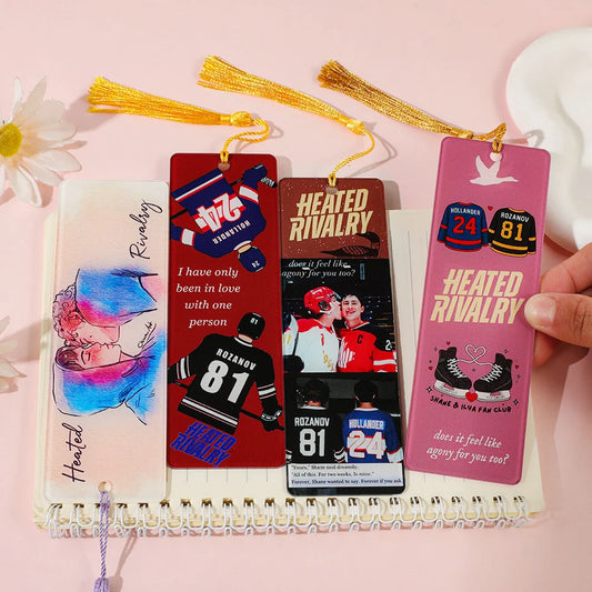 Heated Rivalry "themed fan acrylic bookmarks 1pc/4pcs - ice hockey CP elements+novel copy reading tags, sports BL readers