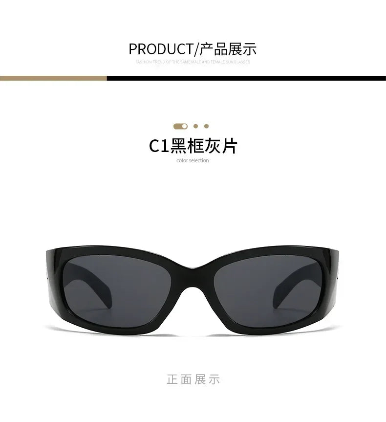 New Y2K Silver Sunglasses Out Future Sense Of Technology Hot Girls Net Red Sun Glasses Women Glasses Trendy Men UV Eyewear