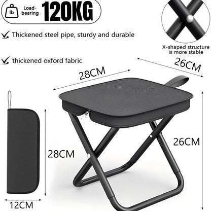 Portable Folding Stool for Adults, Black Lightweight Camping Seat, Compact Design for Fishing, Hiking, Gardening, Beach Activiti