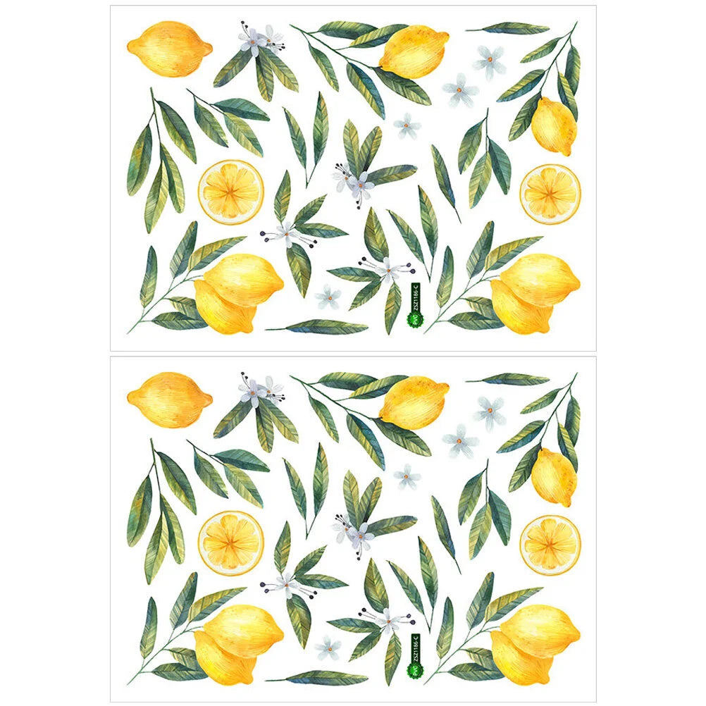 2 Sheets Mural Wall Decor Decals Walls Room Sticker Cabinet Kid Home Lemon Bedroom Fruit Minimalist Stickers For Children'S Room