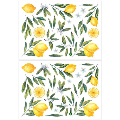 2 Sheets Mural Wall Decor Decals Walls Room Sticker Cabinet Kid Home Lemon Bedroom Fruit Minimalist Stickers For Children'S Room