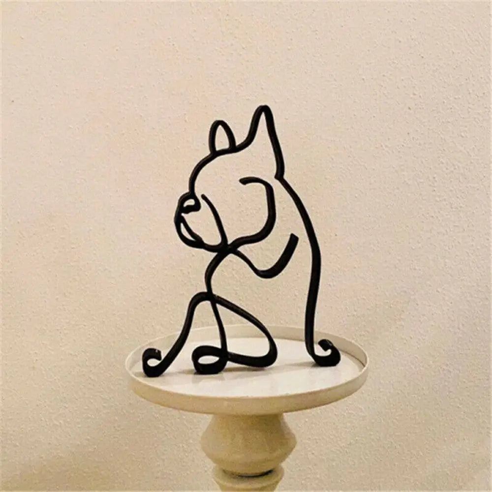 Wrought Iron Dog Statue Abstract Bulldog Dachshund Labrador Chihuahua Pastoral Dog Ornament Animal Sculpture Art Figurine Crafts
