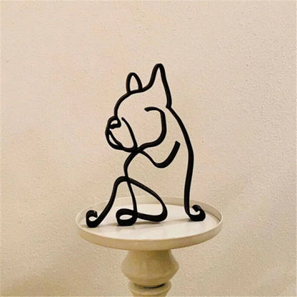 Wrought Iron Dog Statue Abstract Bulldog Dachshund Labrador Chihuahua Pastoral Dog Ornament Animal Sculpture Art Figurine Crafts