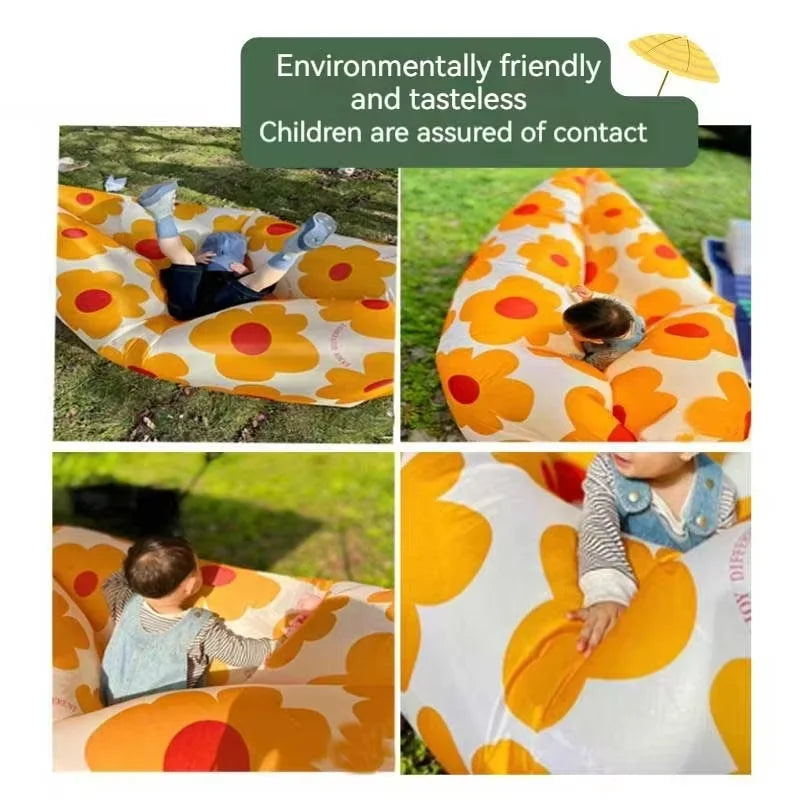 New Sunflower Lazy Inflatable Sofa Outdoor Beach Lazy Sleeping Bag Inflatable Bed Portable Air Sofa Portable Camping Activities