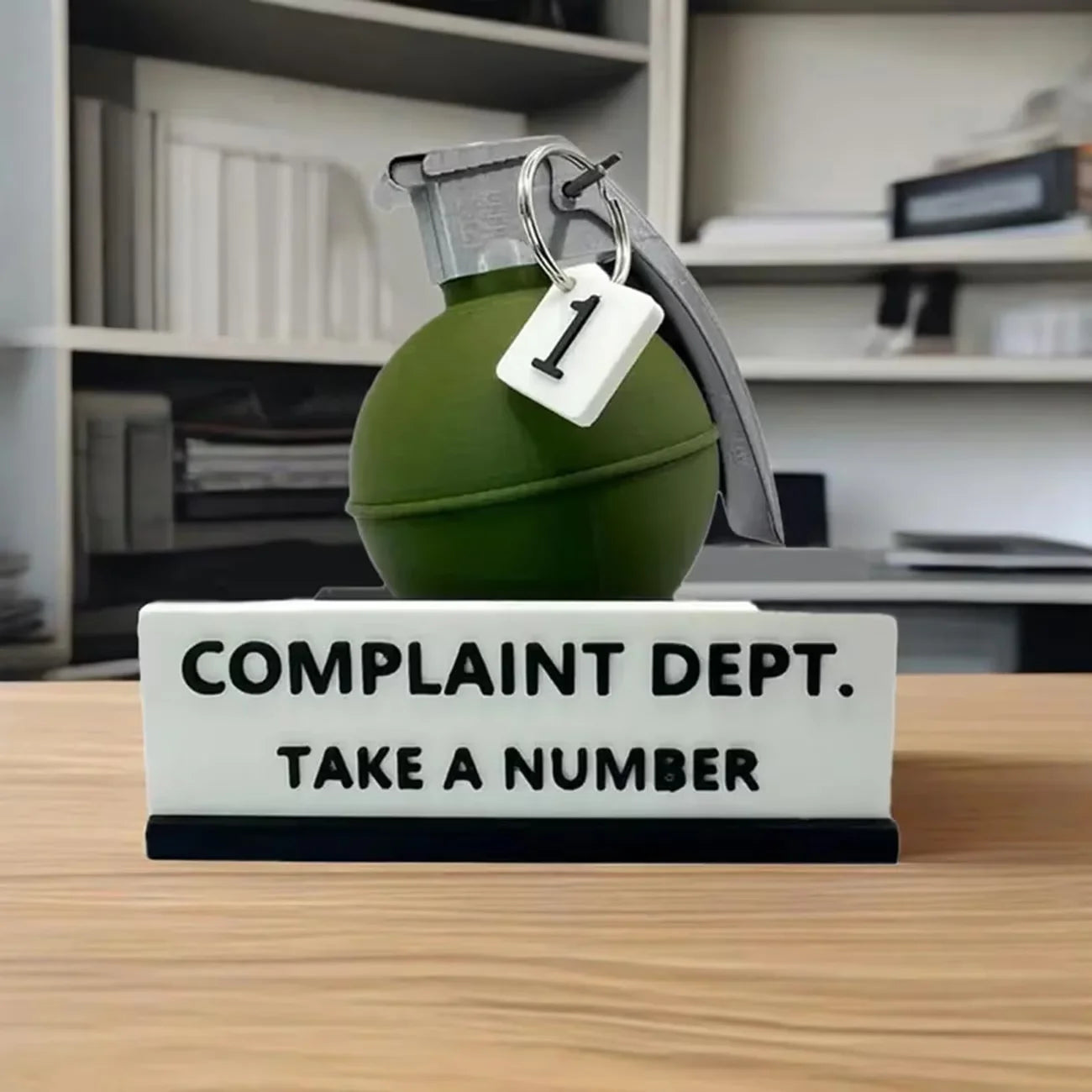 Interesting Grenade Complaint Department Desk Logo Decoration Interesting "Take A Number" Office Decoration