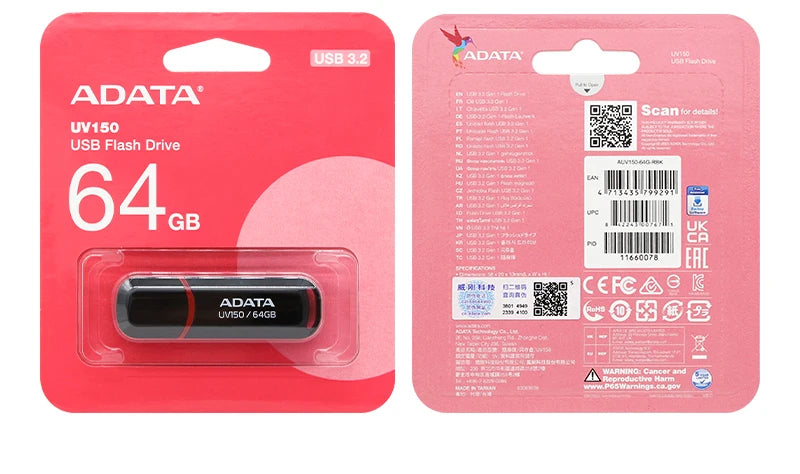 ADATA UV150 USB Flash Drive 16gb 32gb 64gb 128gb 256gb USB3.2 Flash Pen Drive applies to all USB-A Device Pendrive 100% Original