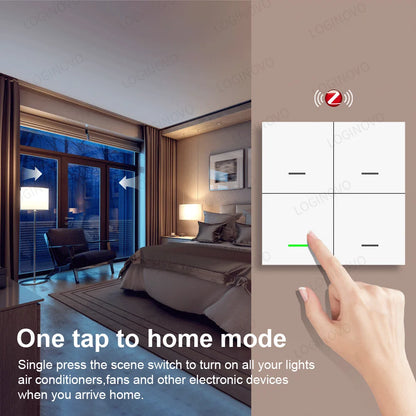 Zigbee Scene Switch Button 4 Gang Wireless Switch Push Button Controller Smart Home Assistant 2MQTT Automation Scenario Switch