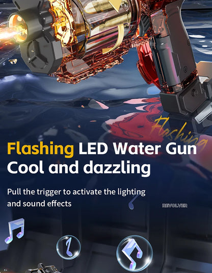 LED Lights Simulated Firing Electric Water Gun Children Large Capacity Automatic Water Blaster Toys for Kids Summer Outdoor Game