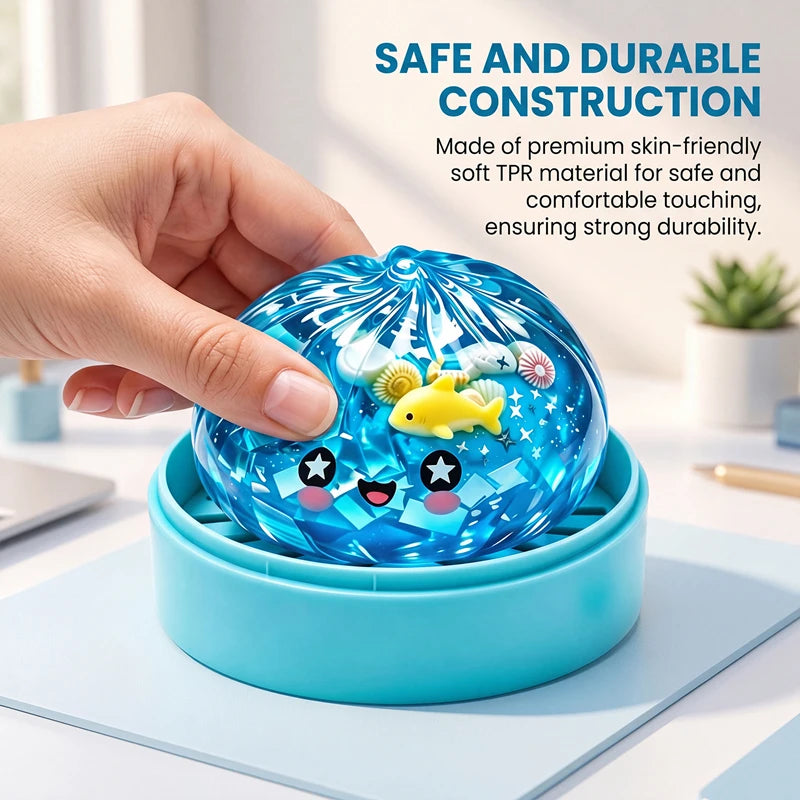 Marine Animal Shell Steamed Stuffed Bun Toy Glitter Mud Fun Decompression Toy Funny Stress Anxiety Relief Squeeze Prank Toy