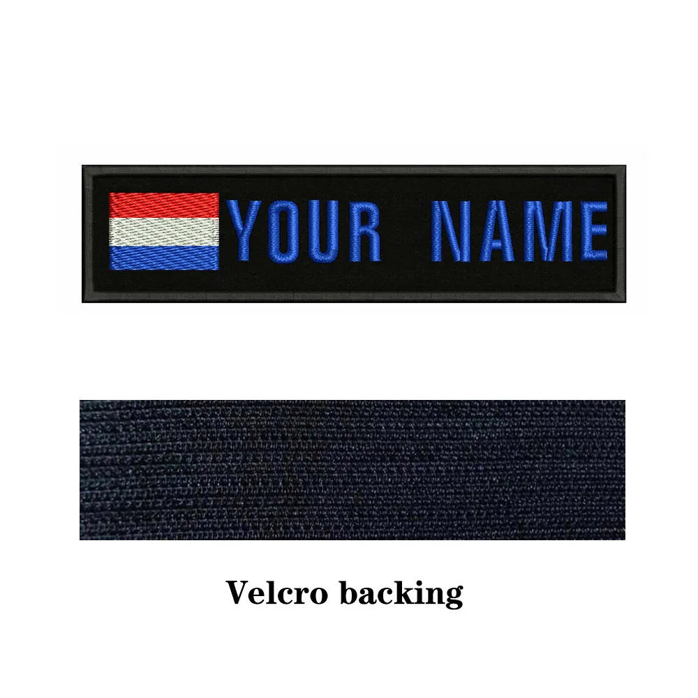 Dutch Flag Netherlands 10X2.5cm Embroidery Custom Name Text Patch Stripes Badge Iron On Or  Patches