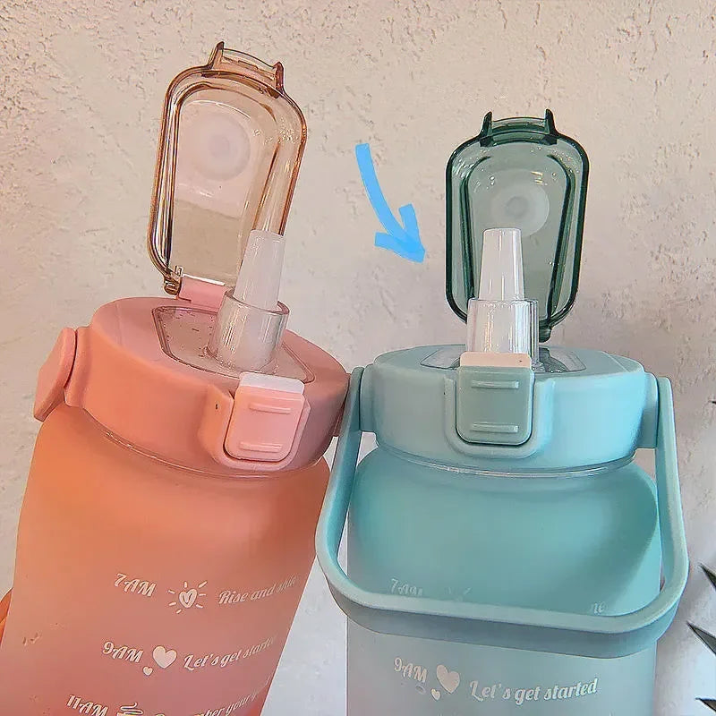 Sports Water Bottle 2 Liters Bottle Drinking Plastic Large Portable Travel Fitness Cup High Value Big Fat Cup Adult Universal