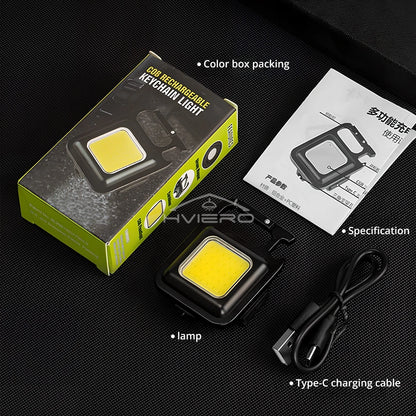 COB Work Light Flashlamp Mini Flashlight Keychain Carry LED Waterproof USB Charge Convenient Emergency Outdoor Lighting Camping