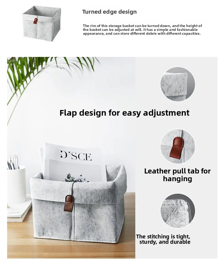 1-5PCS Desktop Organizer Basket Felt Storage Bin for Snacks and Sundries Home Office Desk Tidy Declutter Storage Box