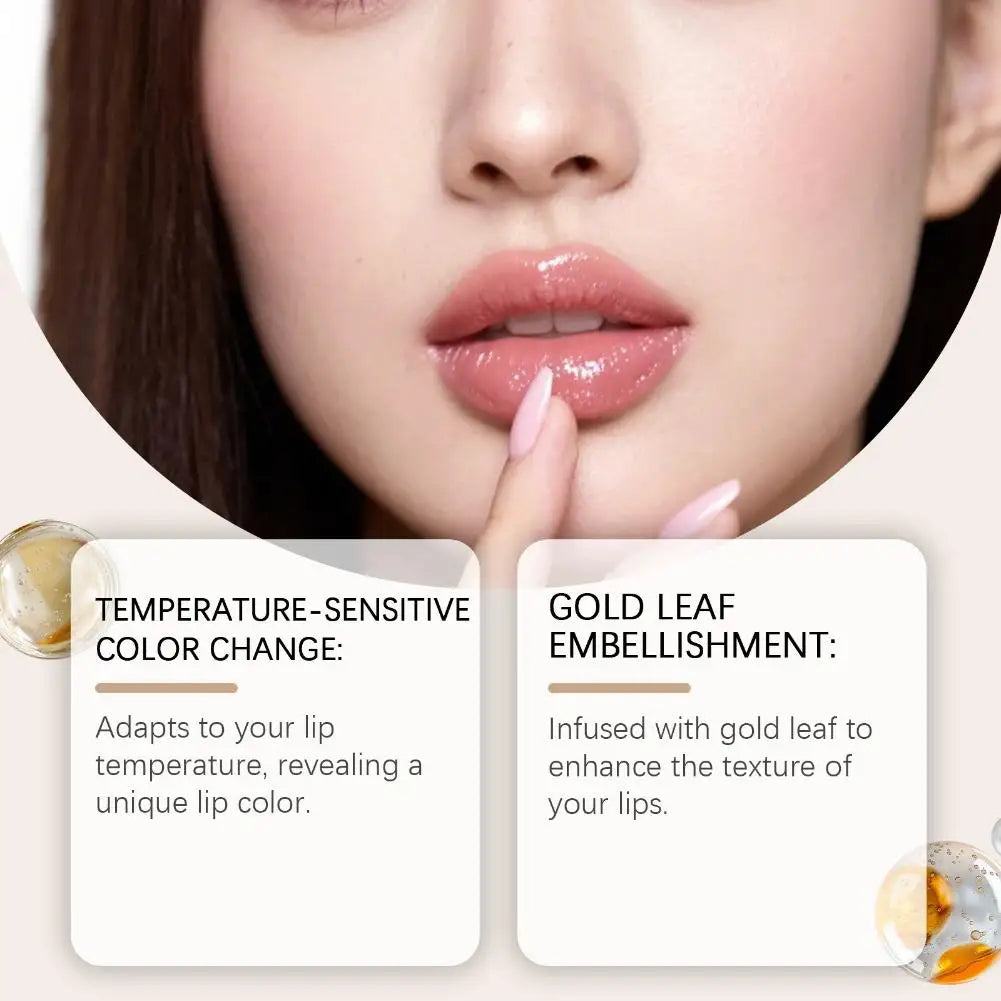 Gold Crystal PH Color Changing Lipstick Hyaluronic Acid Moisturizing Lip Balm Fade Lip Line Relieve Dryness Non Greasy Lip Gloss