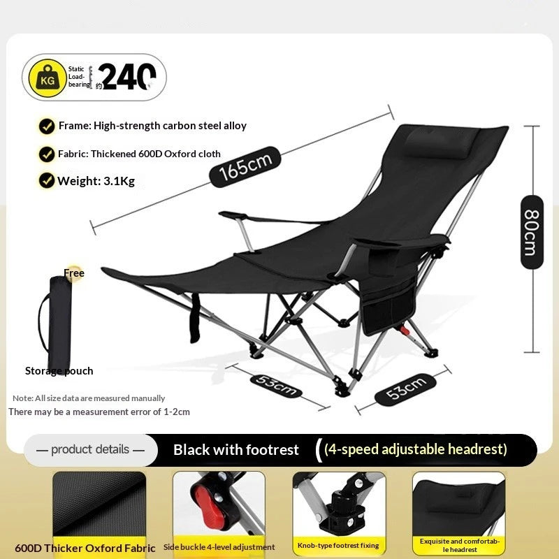 Portable Folding Beach Chair Lightweight Adjustable Reclining Sun Lounger Camping Picnic Travel Outdoor Portable Chair Chair