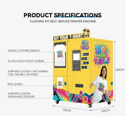 Smart Clothing Vending Machine Personalized Fashion AI Customizer DIY Garment Design Kiosk On Demand T Shirt Hoodie Production