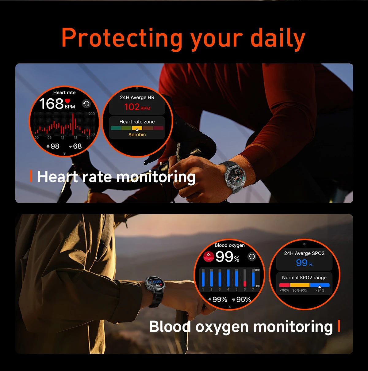Smartwatch LIGE 2026 wojskowy, bateria 1400mAh, dla mężczyzn, latarka zewnętrzna, wodoodporność IP68, pulsometr, połączenia Bluetooth, bransoletka sportowa