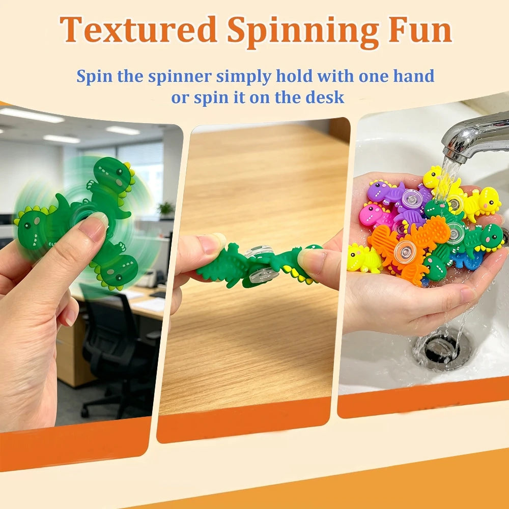 3/9PCS Dinosaur Silicone Spinners Sensory Toys Anxiety Relief Worry Stones Quiet Fidget Spinners for Stress Relief Party Favors