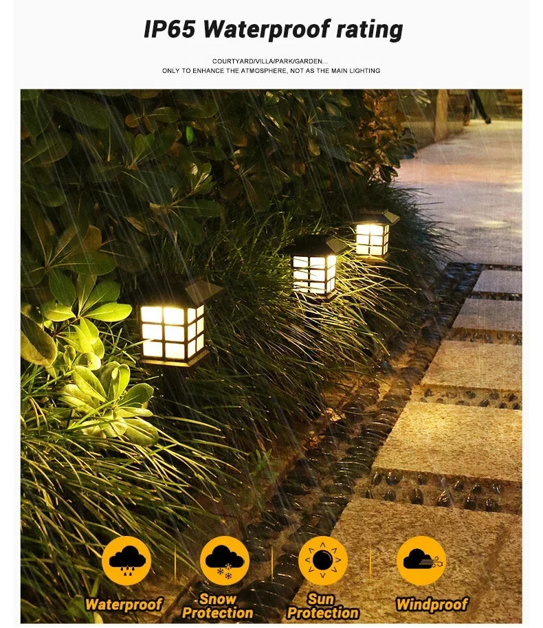 2Pcs Outdoor Solar LED Pathway Lights Walkway Garden Decor Street Lamp for Landscape Yard Patio Driveway Festival Lighting