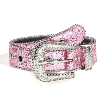 Women's Rhinestone Belt Shiny Sequined Jeans Waistband European American Fashion Decoration Versatile Glamorous Waist Chain