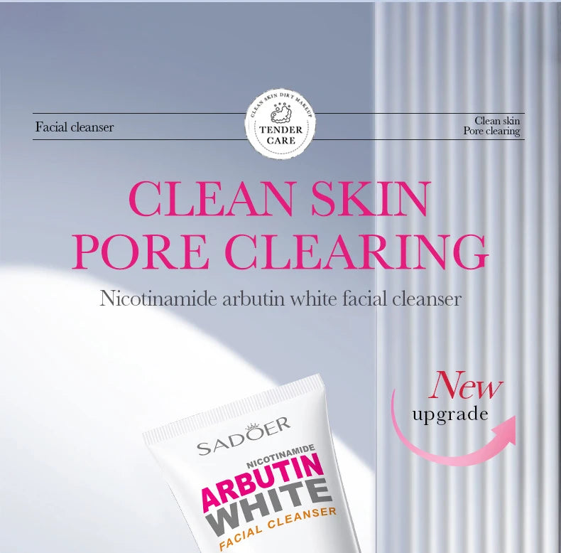 SADOER Niacinamide Arbutin Facial Cleanser Deeply Cleansing Oil Control Moisturizing Blackhead Removal Wash Foam Skin Care
