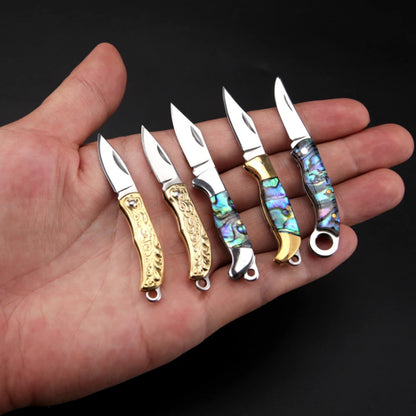 MINI Shell Brass Folding Knife Pocket Keychain Portable Resin Steel Knives Survival EDC Tool Cutter Peeler Hunting Gift