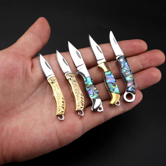 MINI Shell Brass Folding Knife Pocket Keychain Portable Resin Steel Knives Survival EDC Tool Cutter Peeler Hunting Gift