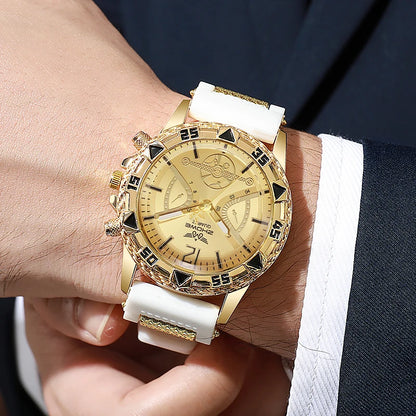 4PCS Fashion Silicone Strap Men Sports Watches Luxury Mens Business Watches Jewelry Set Reloj Hombre (Without Box)