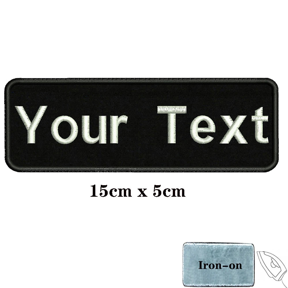 1PC Custom Name Patch Stripes Badge Iron On Or Hook Loop Black 8X2.5cm 8x5cm 10x2.5cm 10x4cm 12x2.5cm 15x5cm 20x7cm 25x8cm