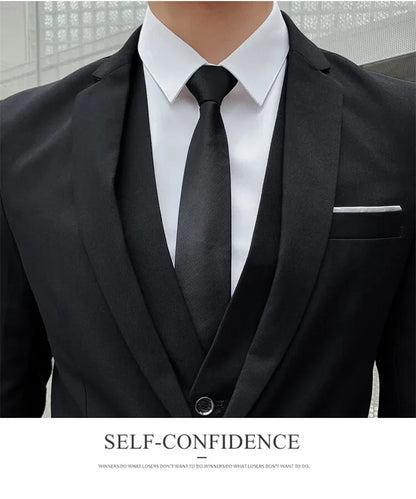 S-7XL Suit (Blazer+ Vest + Trousers) Men's Fashionable Gentleman Business Banquet Korean-style Formal Dress Casual Wedding Suit